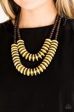 Paparazzi Dominican Disco - yellow wood necklace - The Jewelry Box Collection 