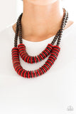 Paparazzi Dominican Disco - Red Wood Necklace - The Jewelry Box Collection 