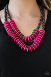 Paparazzi Dominican Disco - Pink Wood Necklace - The Jewelry Box Collection 