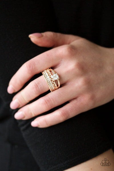 Paparazzi The Overachiever Rose Gold Ring - The Jewelry Box Collection 