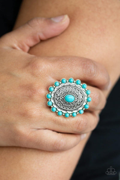 Paparazzi Mesa Mandala - Blue RIng - The Jewelry Box Collection 