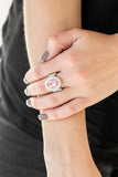 Paparazzi Fiercely Flawless - Pink Gem - White Rhinestones - Silver Ring