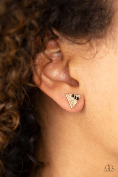 Paparazzi Pyramid Paradise - Black Post Earring - The Jewelry Box Collection 