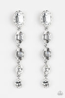 Paparazzi Red Carpet Radiance - White Silver Gem - Earrings