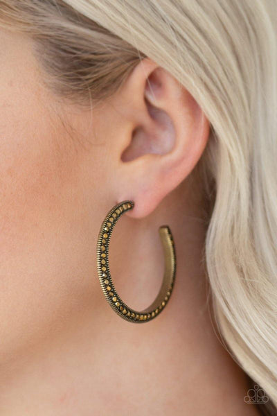 Paparazzi Dazzling Diamond -naire Brass Hoop Earring - The Jewelry Box Collection 