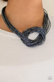 Paparazzi Knotted Knockout - Blue Seedbead Necklace - The Jewelry Box Collection 