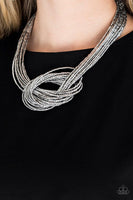 Paparazzi Knotted Knockout - Silver Seedbead Necklace - The Jewelry Box Collection 