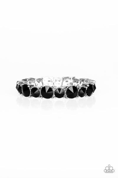 Paparazzi Born To Bedazzle - Black - Black Rhinestones - Stretchy Band Bracelet - The Jewelry Box Collection 