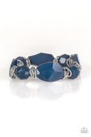 Paparazzi Savor The Flavor - Blue Beads - Shimmery Silver Stretchy Band Bracelet