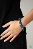 Paparazzi Savor The Flavor - Blue Beads - Shimmery Silver Stretchy Band Bracelet