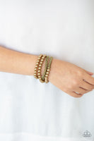 Paparazzi Industrial Incognito - Brass Beads - Brass Chains Stretchy Bands - Set of 4 Bracelets