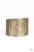 Paparazzi Bare Your SOL - Brass - Sunburst Textures - Cuff Bracelet - The Jewelry Box Collection 