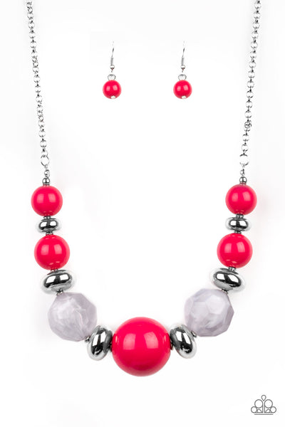 Paparazzi Daytime Drama - Pink Beads - Necklace and matching Earrings