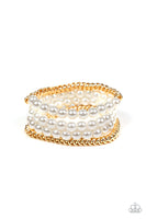 Paparazzi Bracelet Industrial Incognito - Gold Pearl