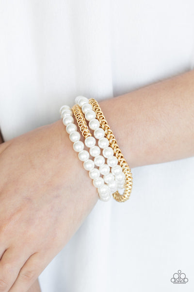 Paparazzi Bracelet Industrial Incognito - Gold Pearl
