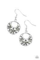 Paparazzi Sugary Shine - Silver Smoky Rhinestones Earrings