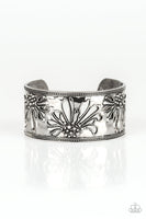 Paparazzi Where The WILDFLOWERS Are - Silver - Hammered Cuff Bracelet