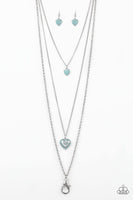 Paparazzi Heart Song Green Layered Silver Necklace and matching Earrings - The Jewelry Box Collection 