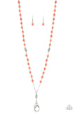 Paparazzi Tassel Takeover - Orange Lanyard Necklace with Matching Earrings