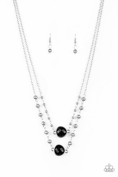 Paparazzi Colorfully Charming - Black - Faceted Teardrop - Necklace & Earrings