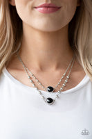 Paparazzi Colorfully Charming - Black - Faceted Teardrop - Necklace & Earrings