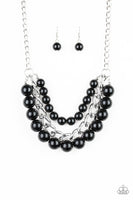 Paparazzi Empire State Empress - Black Pearl Necklace and Matching Earrings