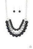 Paparazzi Empire State Empress - Black Pearl Necklace and Matching Earrings