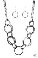Paparazzi Jump Into The Ring - Black Necklace - The Jewelry Box Collection 