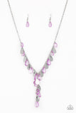 Paparazzi Sailboat Sunsets - Purple Teardrops - Silver Necklace and matching Earrings