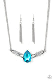 Paparazzi Way To Make An Entrance - Blue Silver Necklace and Matching Earring - The Jewelry Box Collection 