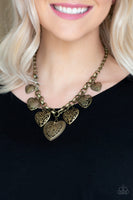 Paparazzi Love Lockets - Brass- Necklace and Matching Earrings