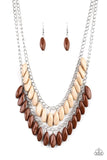 Paparazzi Beaded Boardwalk - Brown - Faceted Soybean Beads - Double Fringe Necklace & Earrings - The Jewelry Box Collection 