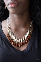 Paparazzi Beaded Boardwalk - Brown - Faceted Soybean Beads - Double Fringe Necklace & Earrings - The Jewelry Box Collection 