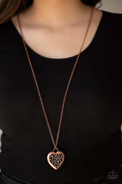 Paparazzi Victorian Valentine - Copper Heart Necklace