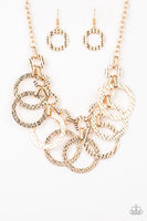 Paparazzi Jammin Jungle  - Gold Necklace with matching earrings