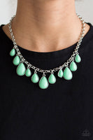 Paparazzi Jaw-Dropping Diva - Green - Teardrop Beads - Necklace & Earrings
