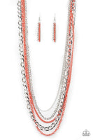 Paparazzi Industrial Vibrance Orange Necklace - The Jewelry Box Collection 