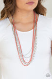 Paparazzi Industrial Vibrance Orange Necklace - The Jewelry Box Collection 