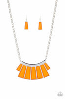 Paparazzi Glamour Goddess - Orange Tiger - Hammered Silver Plate - Necklace and matching Earrings