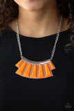 Paparazzi Glamour Goddess - Orange Tiger - Hammered Silver Plate - Necklace and matching Earrings