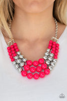 Paparazzi Dream Pop - Pink and Silver Beads - Necklace and matching Earrings