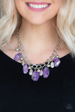 Paparazzi Chroma Drama - Purple - Shiny Metallic Accents - Double Linked Silver Chain Necklace & Earrings