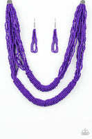 Paparazzi Right As RAINFOREST Purple Seed Beads - Necklace and matching Earrings - The Jewelry Box Collection 