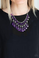 Paparazzi Beauty School Drop Out - Purple Beads - Silver Necklace and matching Earrings - The Jewelry Box Collection 