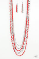 Paparazzi Industrial Vibrance - Red Silver Necklace - The Jewelry Box Collection 