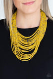 Paparazzi Rio Rainforest - Yellow Seedbead Necklace and Matching Earrings - The Jewelry Box Collection 