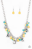 Paparazzi Quarry Trail - Yellow - Turquoise Beads - Silver Necklace and matching Earrings
