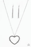 Paparazzi Straight From The Heart Silver Necklace with matching earrings - The Jewelry Box Collection 