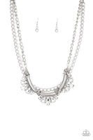 Paparazzi Bow Before The Queen - SILVER PEARLS - Necklace & matching Earrings - The Jewelry Box Collection 