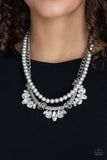 Paparazzi Bow Before The Queen - SILVER PEARLS - Necklace & matching Earrings - The Jewelry Box Collection 